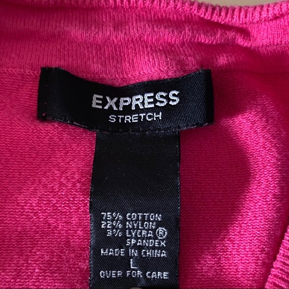 ❌SOLD❌ DO NOT BUY🚫Y2K Vintage Express Hot Pink Racing Zip Sweater w/ Black Trim - Picture 2 of 4